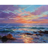 Coastal Beach Sunset Diamond Art Design - Full Drill with 5d Square or Round Diamonds / AB Drills Available