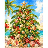 Coastal Christmas Tree Diamond Art Design - Full Drill with 5d Square or Round Diamonds / AB Drills Available