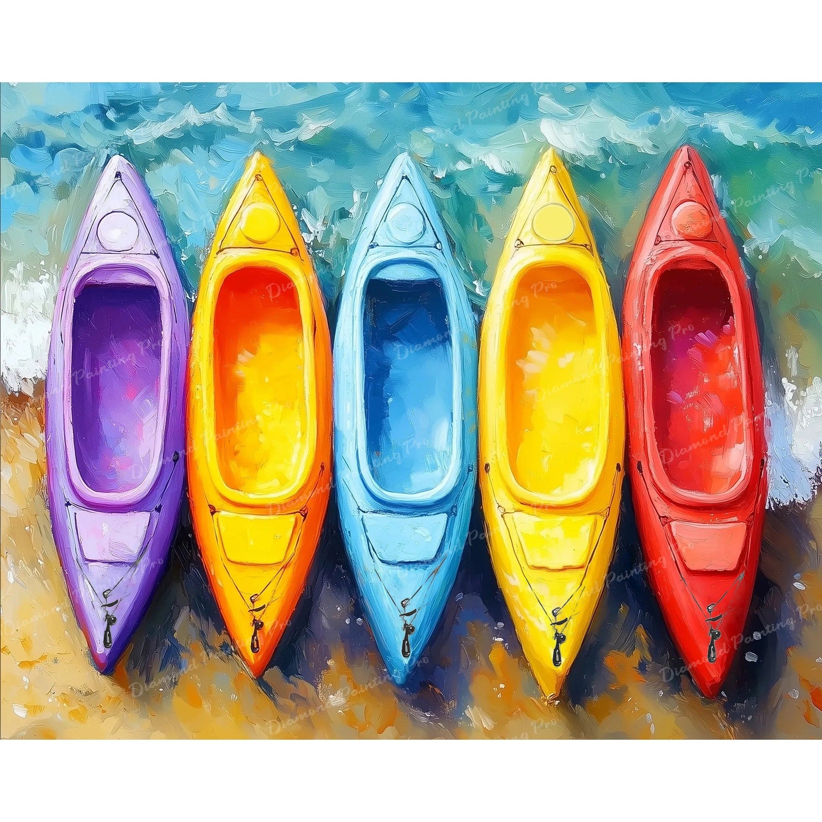 Colorful Kayaks Diamond Art Design - Full Drill with 5d Square or Round Diamonds / AB Drills Available