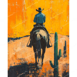 Cowboy Riding Diamond Art Design - Full Drill with 5d Square or Round Diamonds / AB Drills Available