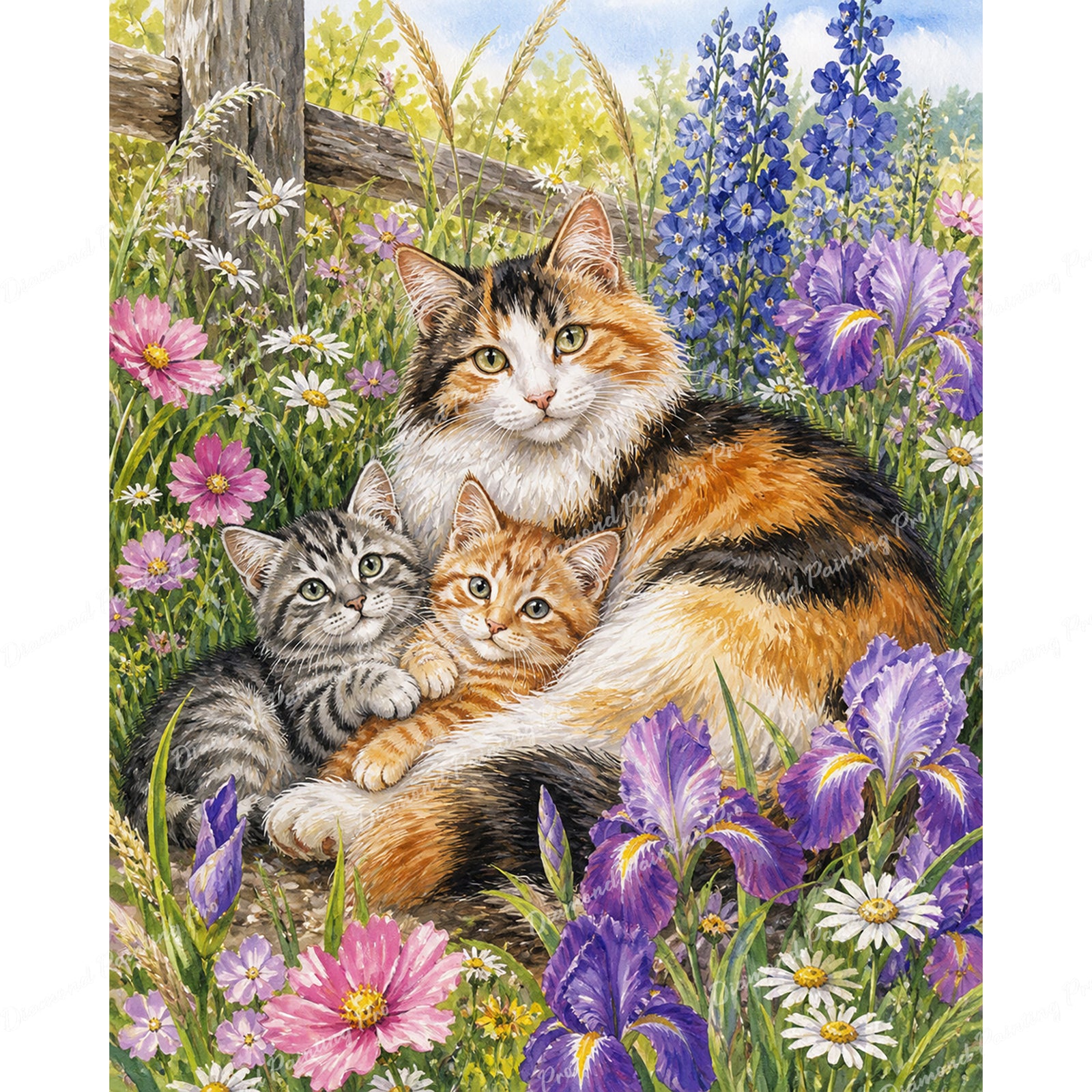 Cozy Whiskers Family Diamond Art Design - Full Drill with 5d Square or Round Diamonds / AB Drills Available