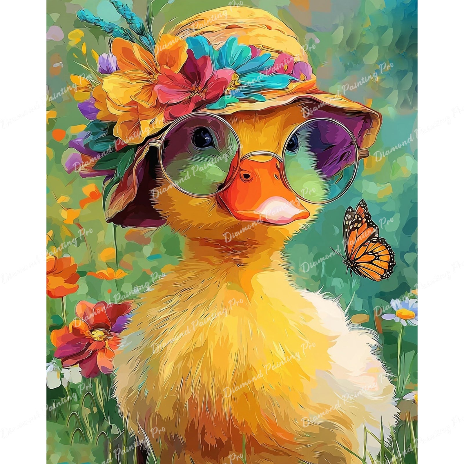 Duckling in a Sun Hat Diamond Art Design - Full Drill with 5d Square or Round Diamonds / AB Drills Available