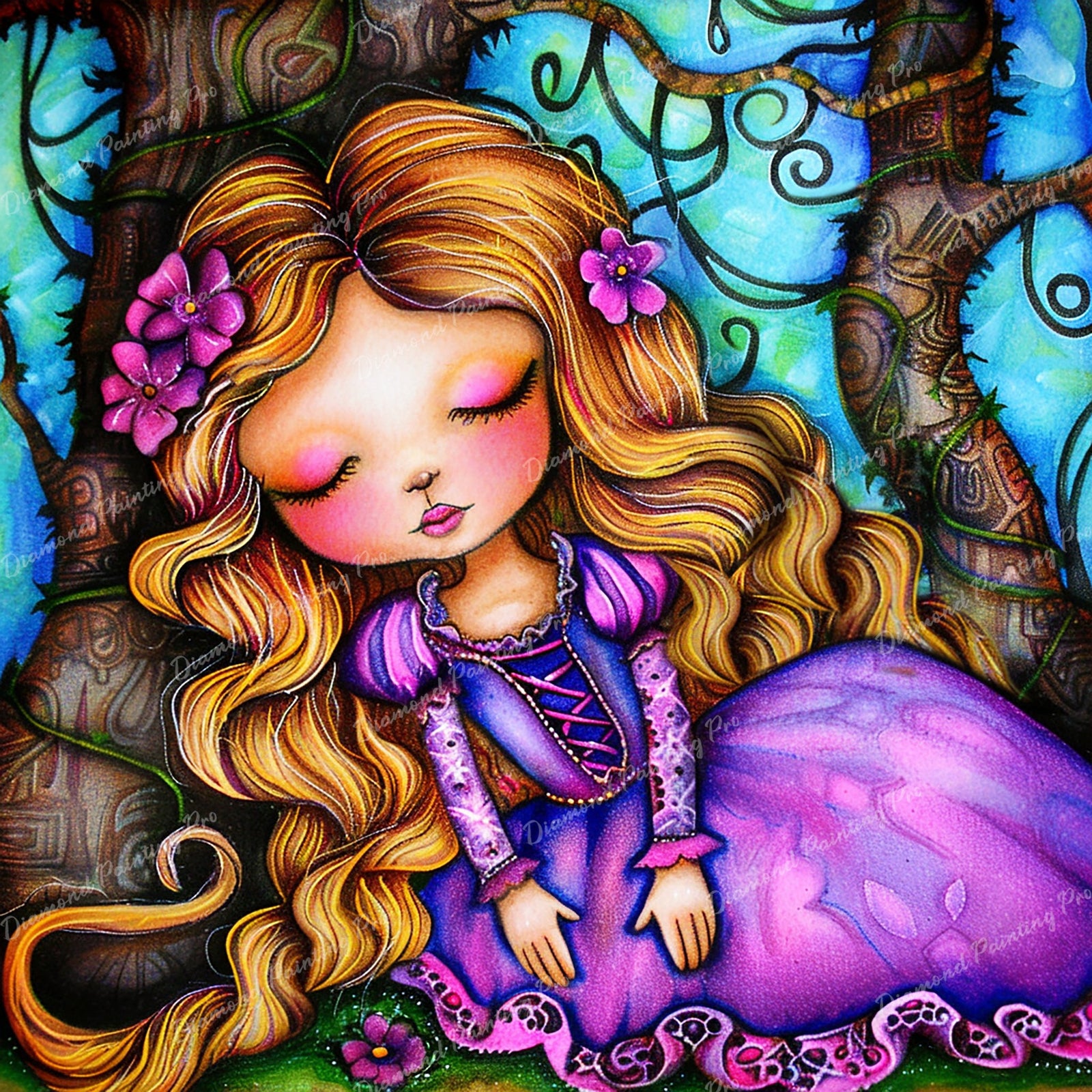 Dreaming Rapunzel | Diamond Painting Design - Full Drill Diamond Art with 5d Square or Round Diamonds - AB Drills Available