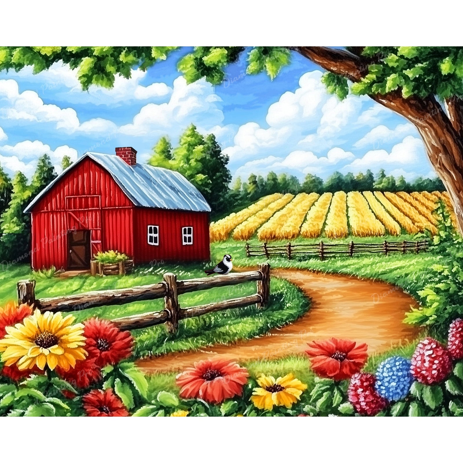 Farm Country Serenity | Diamond Painting Design - Full Drill Diamond Art with 5d Square or Round Diamonds - AB Drills Available