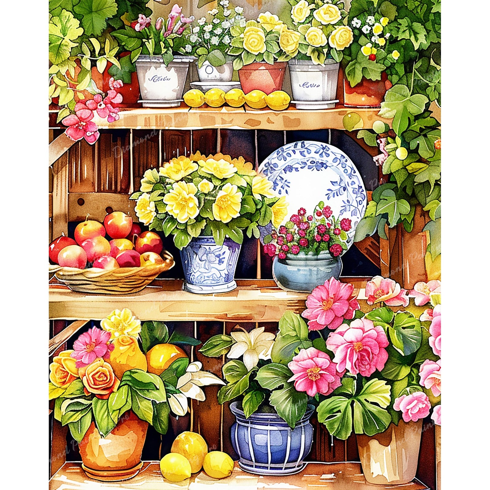 Summer Flower Cupboard | Diamond Painting Design - Full Drill Diamond Art with 5d Square or Round Diamonds - AB Drills Available