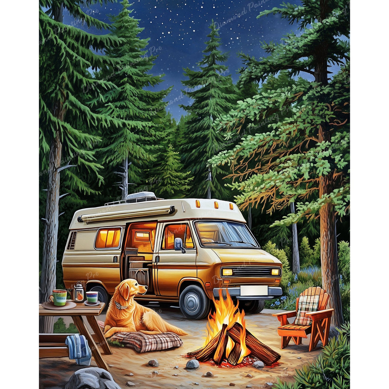 Forest Campout | Diamond Painting Design - Full Drill Diamond Art with 5d Square or Round Diamonds - AB Drills Available