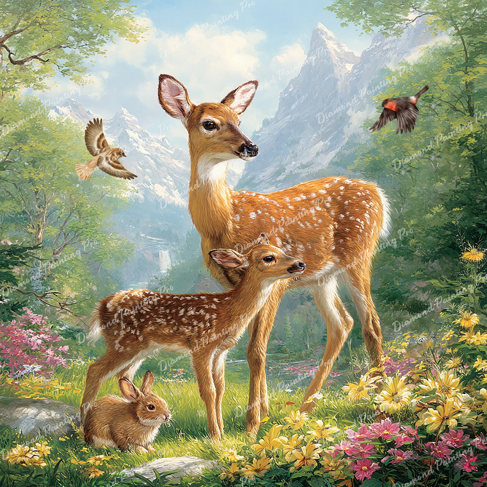 Forest Friends Harmony Diamond Art Design - Full Drill with 5d Square or Round Diamonds / AB Drills Available