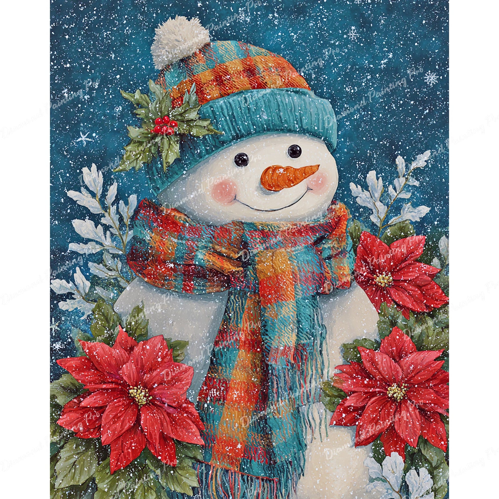 Frosty Bloom Snowman Diamond Art Design - Full Drill with 5d Square or Round Diamonds / AB Drills Available