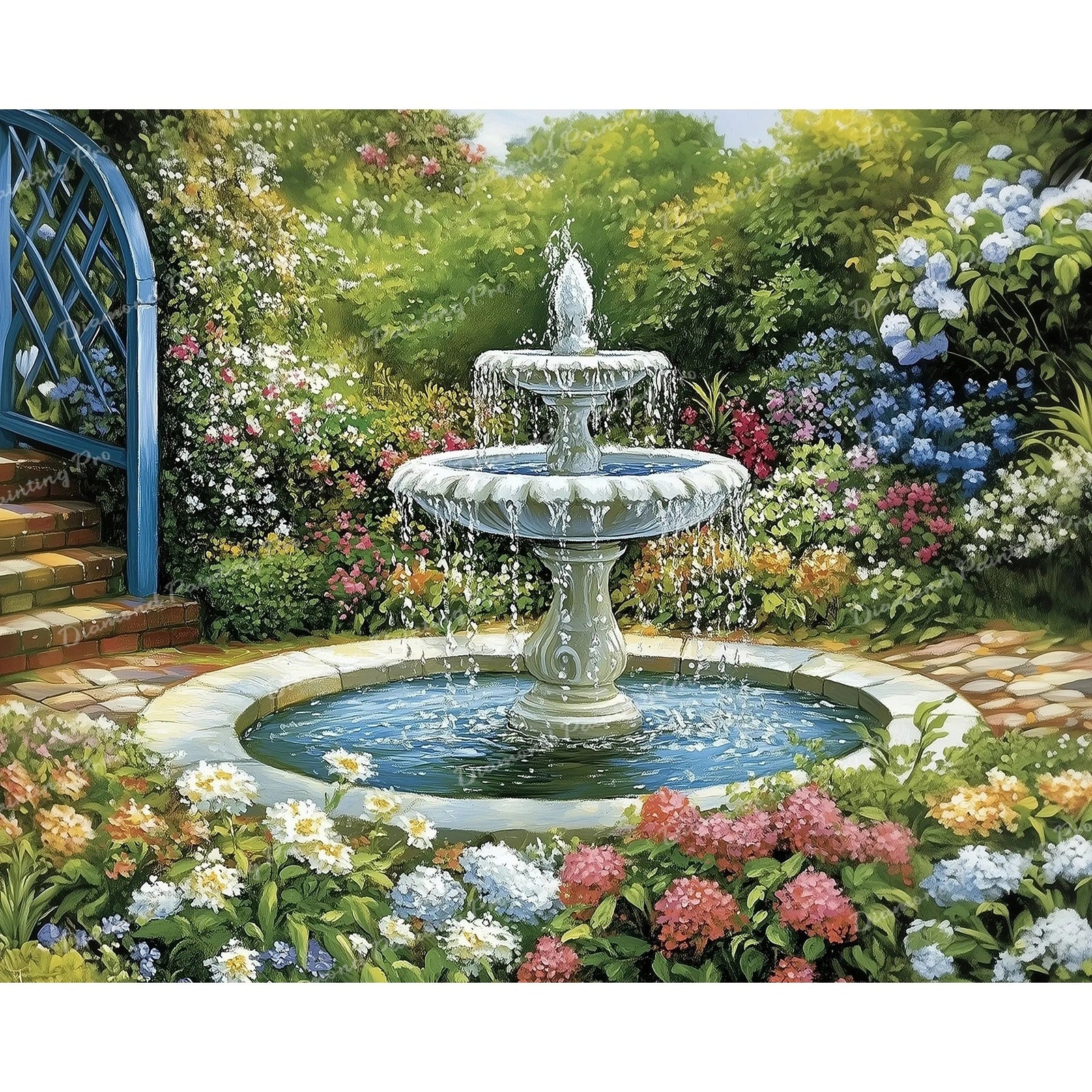 Garden Fountain Diamond Art Design - Full Drill with 5d Square or Round Diamonds / AB Drills Available