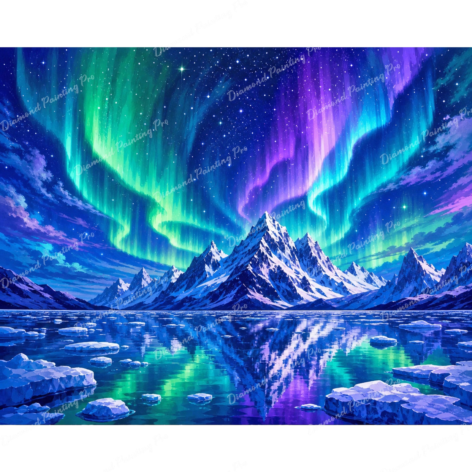 Glacial Aurora Borealis Diamond Art Design - Full Drill with 5d Square or Round Diamonds / AB Drills Available