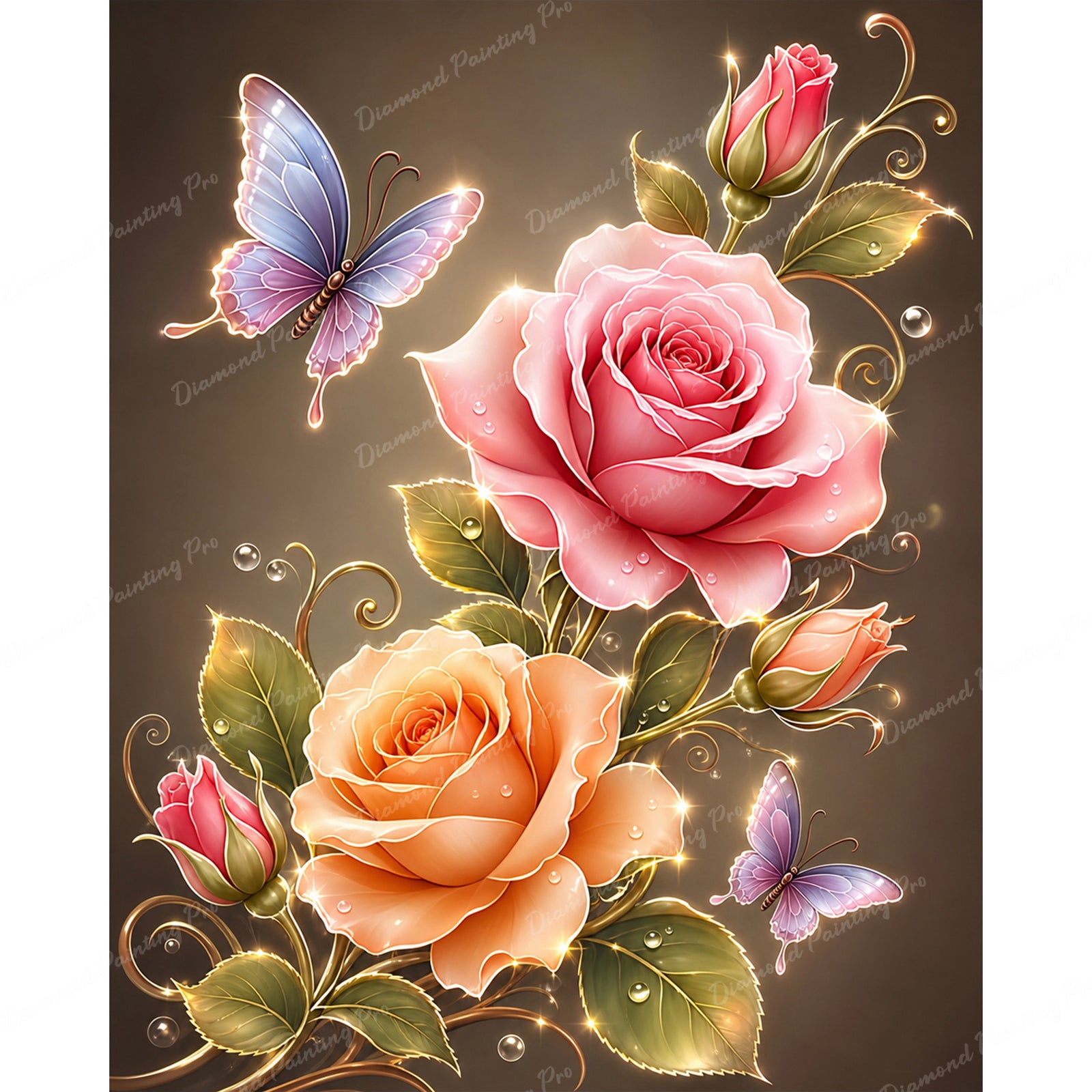 Glowing Butterflies Diamond Art Design - Full Drill with 5d Square or Round Diamonds / AB Drills Available
