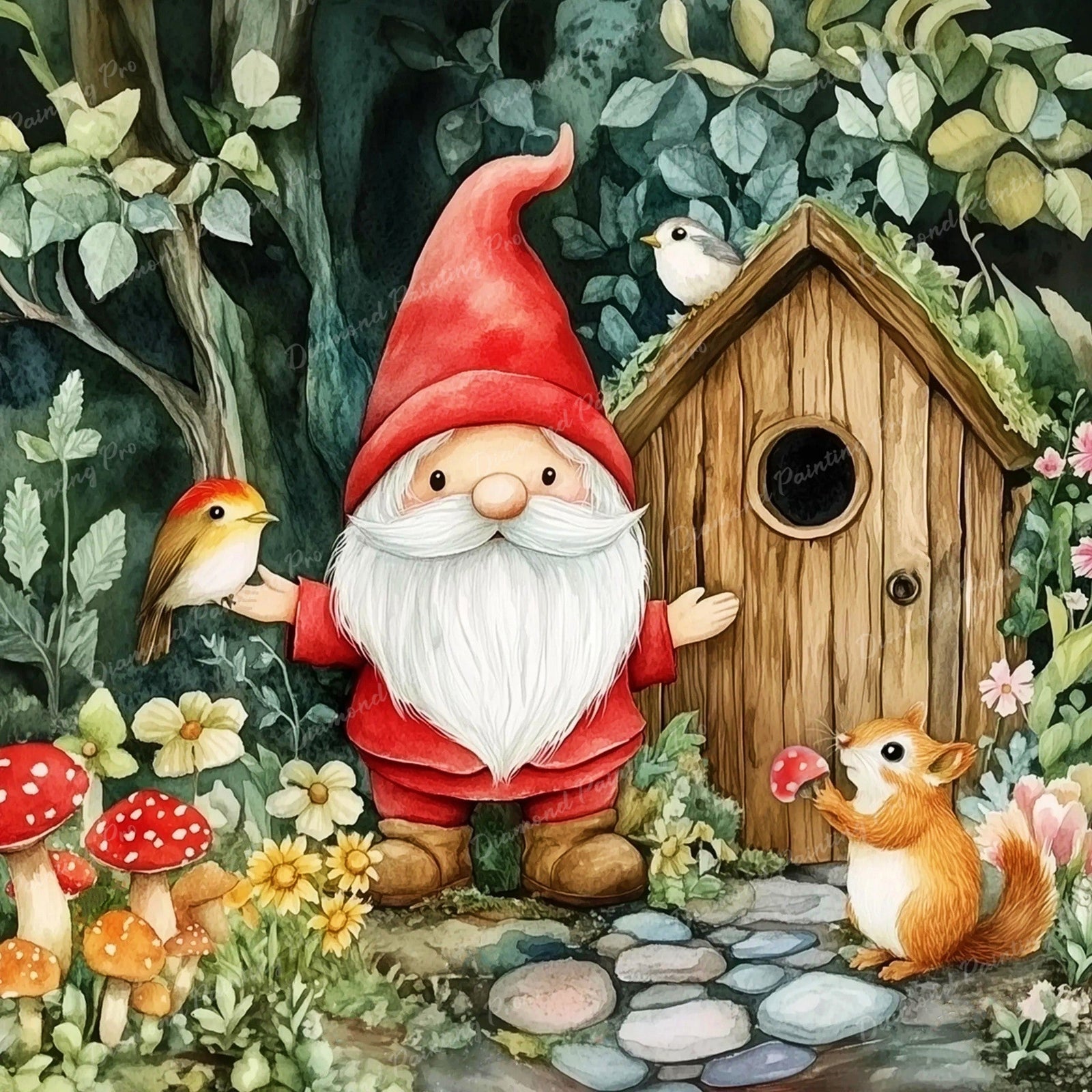 Gnome Garden Friends Diamond Art Design - Full Drill with 5d Square or Round Diamonds / AB Drills Available