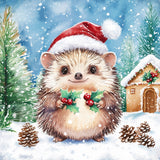 Hedgehog's Christmas Diamond Art Design - Full Drill with 5d Square or Round Diamonds / AB Drills Available