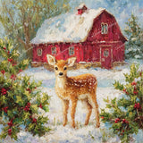 Holly Berry Fawn Diamond Art Design - Full Drill with 5d Square or Round Diamonds / AB Drills Available