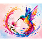 Hummingbird with Flower Diamond Art Design - Full Drill with 5d Square or Round Diamonds / AB Drills Available