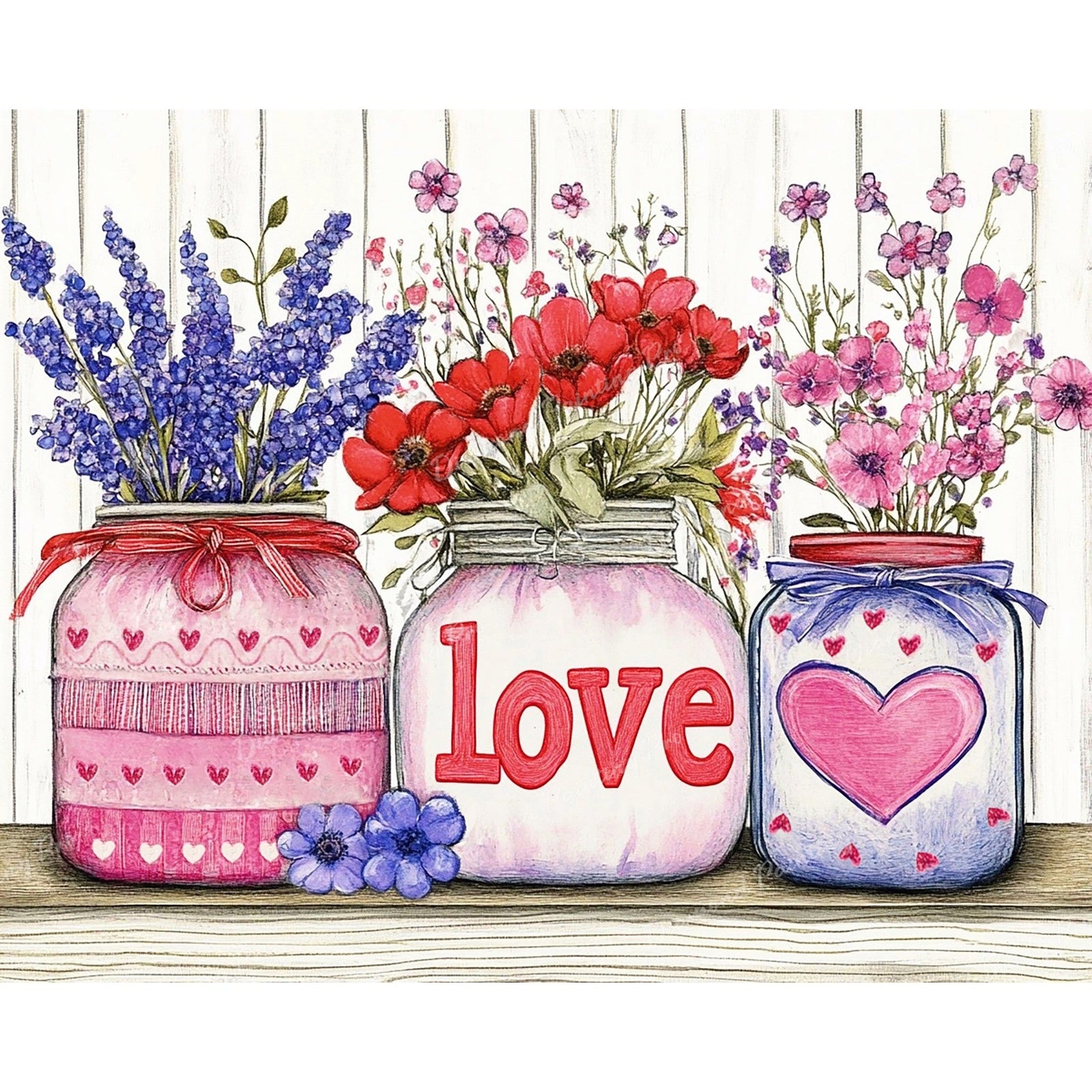 Jars of Love Diamond Art Design - Full Drill with 5d Square or Round Diamonds / AB Drills Available