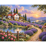 Lavender Hill Cottage Diamond Art Design - Full Drill with 5d Square or Round Diamonds / AB Drills Available
