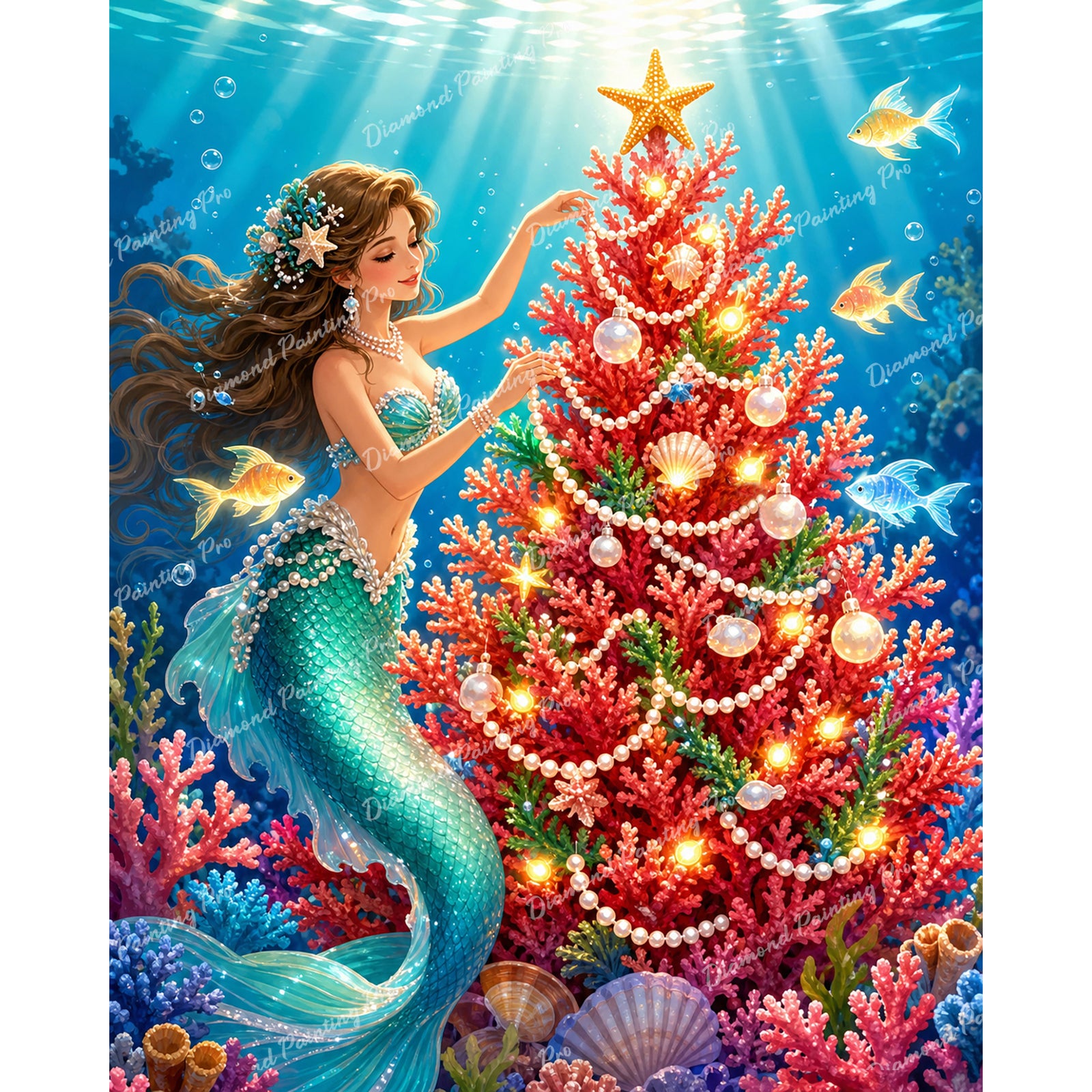 Mermaid’s Christmas Diamond Art Design - Full Drill with 5d Square or Round Diamonds / AB Drills Available
