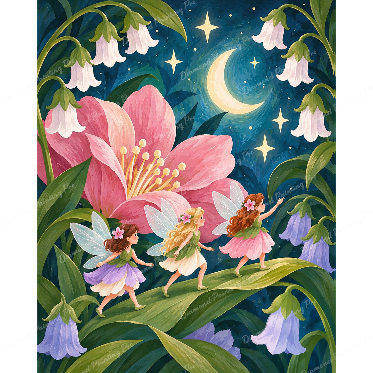 Moonlight Fairy Diamond Art Design - Full Drill with 5d Square or Round Diamonds / AB Drills Available