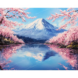 Mount Fuji and Blossoms Diamond Art Design - Full Drill with 5d Square or Round Diamonds / AB Drills Available