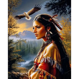 Native American Woman Diamond Art Design - Full Drill with 5d Square or Round Diamonds / AB Drills Available