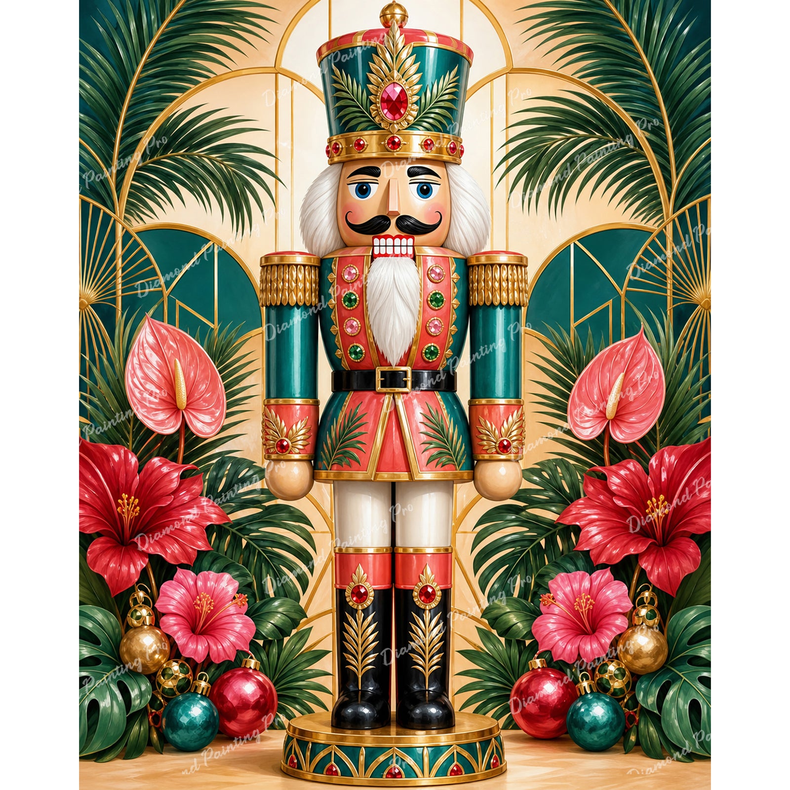 Nutcracker and Hibiscus Diamond Art Design - Full Drill with 5d Square or Round Diamonds / AB Drills Available