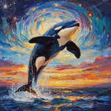 Orca Sunset Serenade Diamond Art Design - Full Drill with 5d Square or Round Diamonds / AB Drills Available