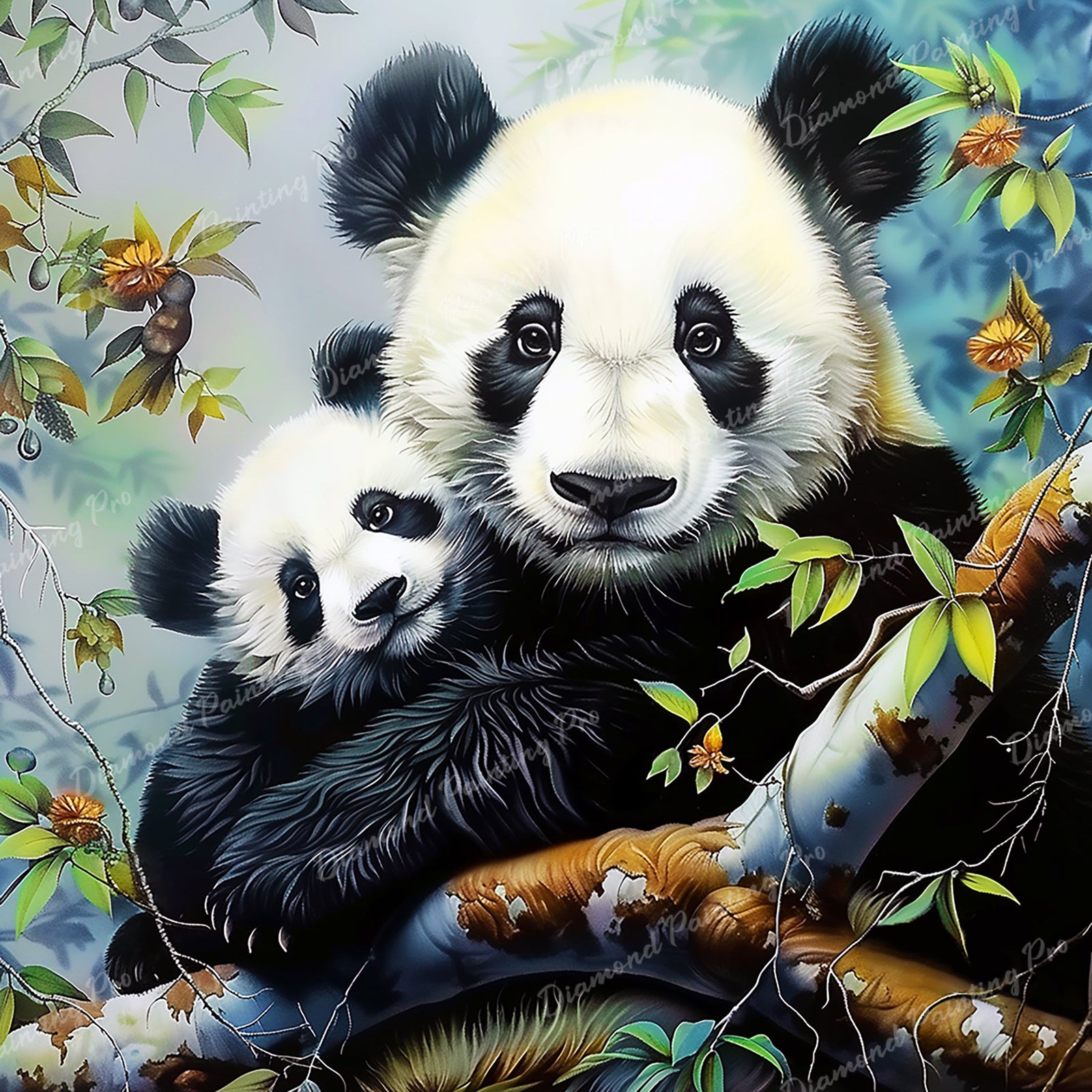 Panda Cuddle | Diamond Painting Design - Full Drill Diamond Art with 5d Square or Round Diamonds - AB Drills Available