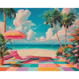 Pastel Beach Lounge Diamond Art Design - Full Drill with 5d Square or Round Diamonds / AB Drills Available
