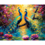 Peacocks in Enchanted Garden Diamond Art Design - Full Drill with 5d Square or Round Diamonds / AB Drills Available