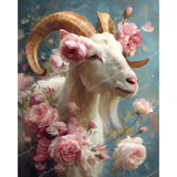 Petals and Golden Horns Diamond Art Design - Full Drill with 5d Square or Round Diamonds / AB Drills Available