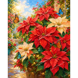 Poinsettias in Bloom Diamond Art Design - Full Drill with 5d Square or Round Diamonds / AB Drills Available