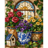 Potted Flowers Diamond Art Design - Full Drill with 5d Square or Round Diamonds / AB Drills Available