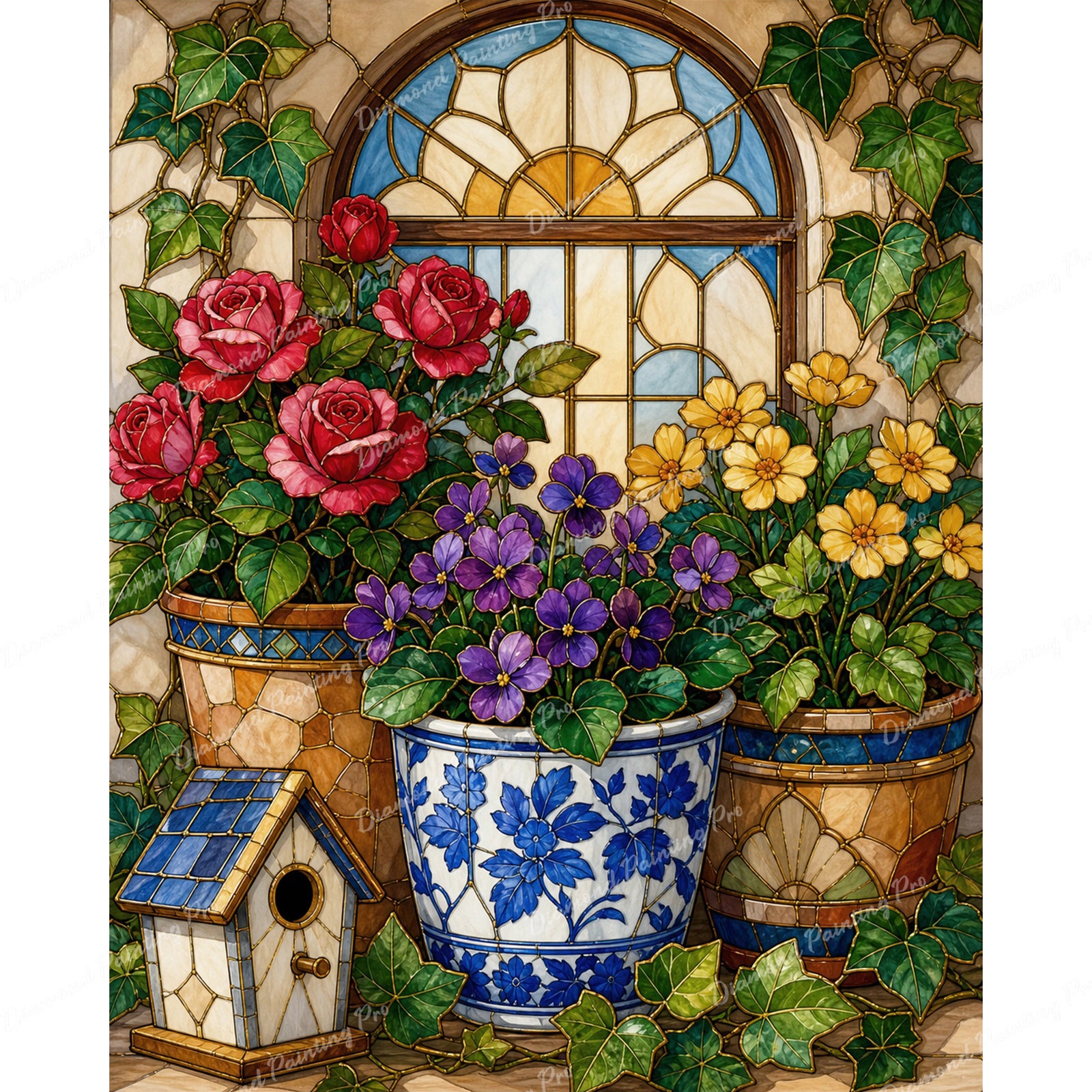 Potted Flowers Diamond Art Design - Full Drill with 5d Square or Round Diamonds / AB Drills Available