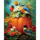 Pumpkin and Birds Diamond Art Design - Full Drill with 5d Square or Round Diamonds / AB Drills Available