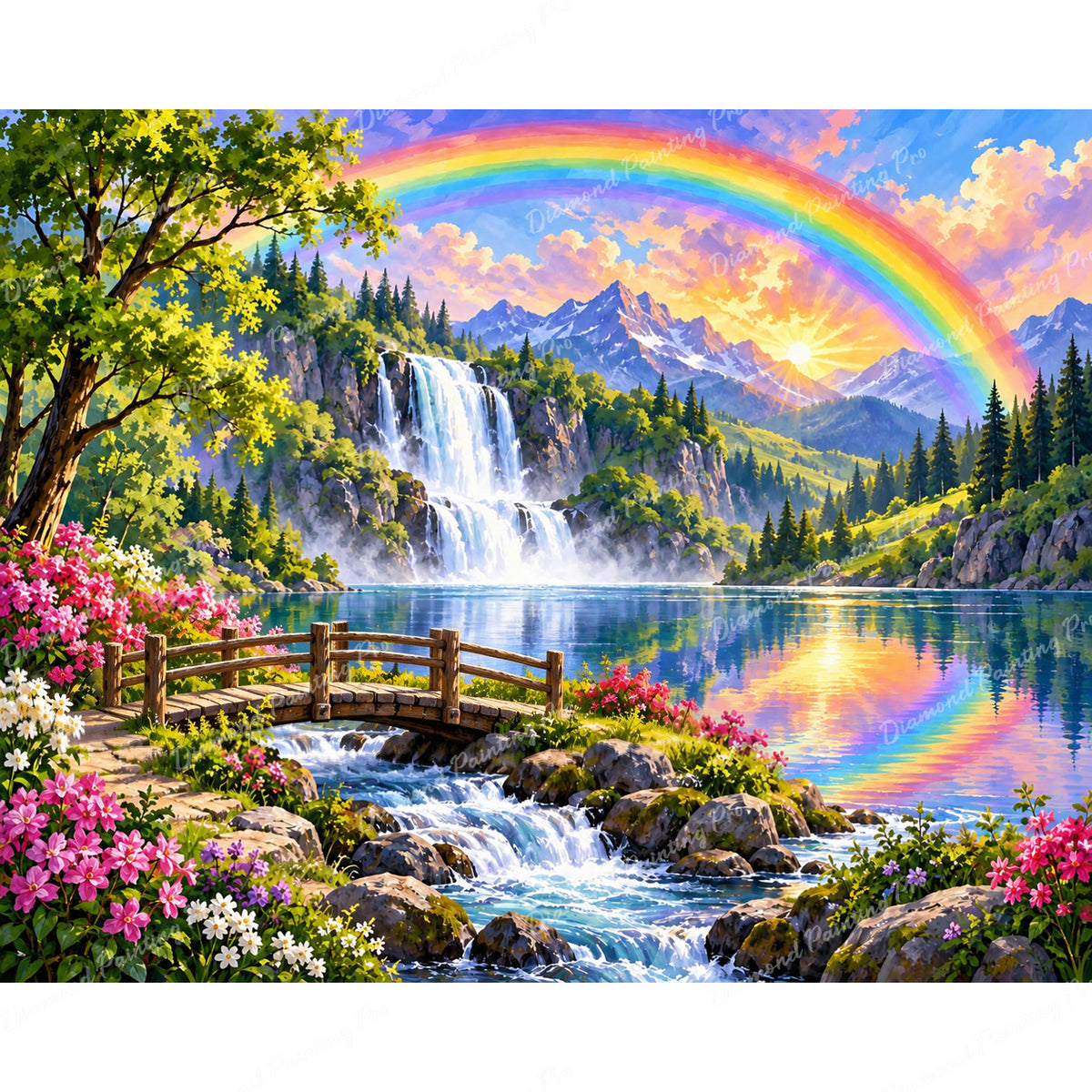 Rainbow Falls Valley Diamond Art Design - Full Drill with 5d Square or Round Diamonds / AB Drills Available