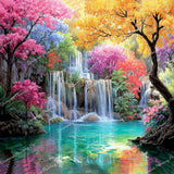 Rainbow Falls Diamond Art Design - Full Drill with 5d Square or Round Diamonds / AB Drills Available
