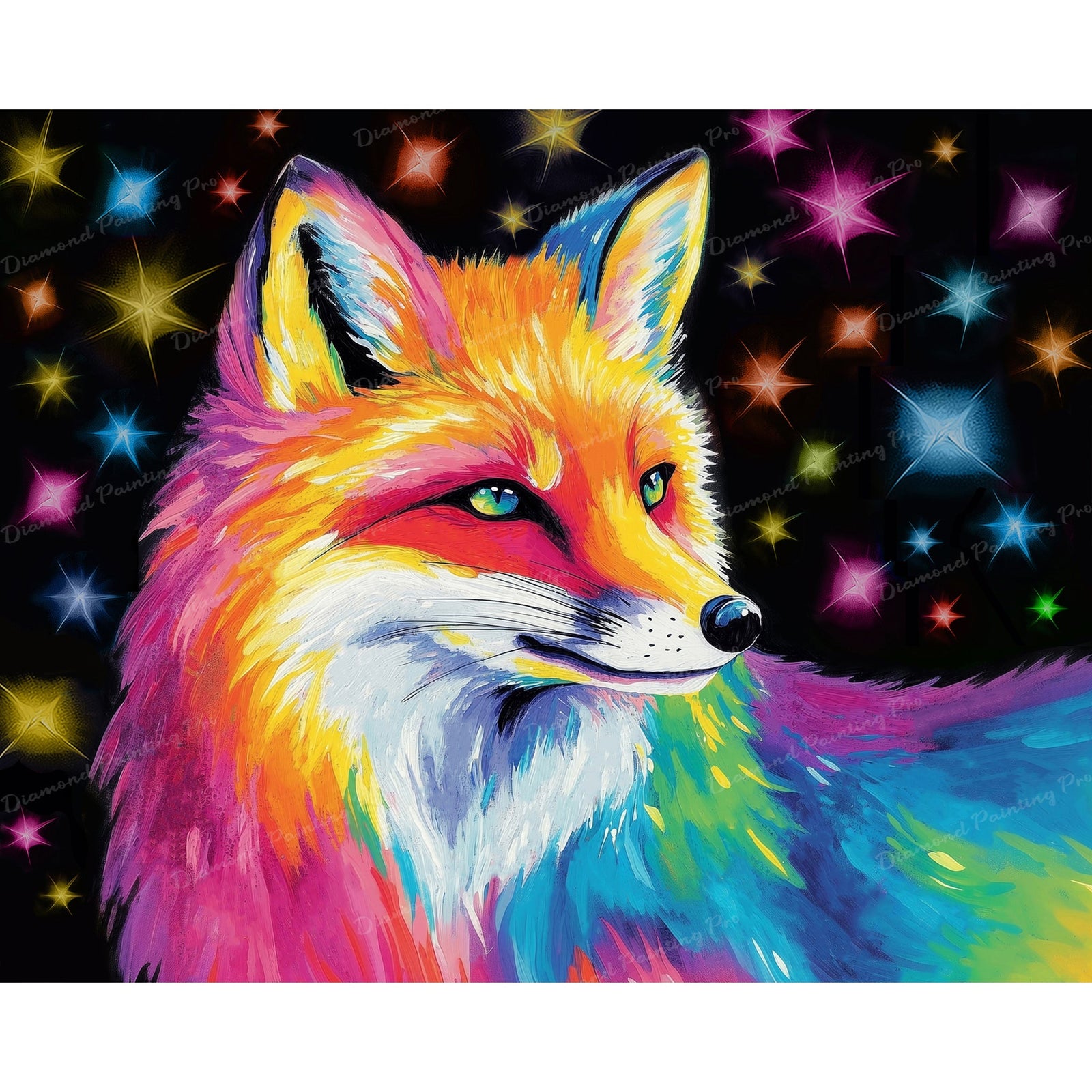 Rainbow Fox | Diamond Painting Design - Full Drill Diamond Art with 5d Square or Round Diamonds - AB Drills Available