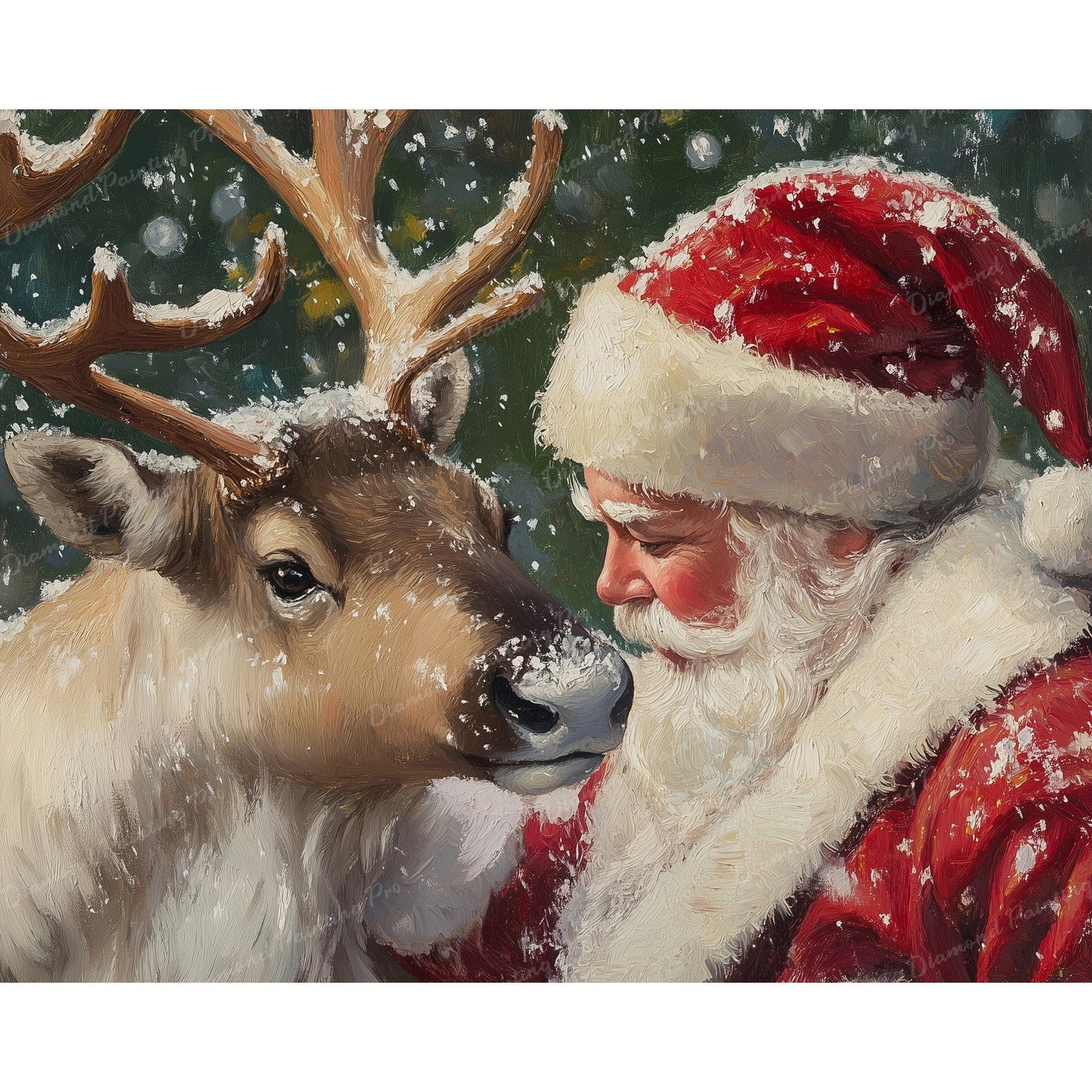 Santa and Reindeer Diamond Art Design - Full Drill with 5d Square or Round Diamonds / AB Drills Available