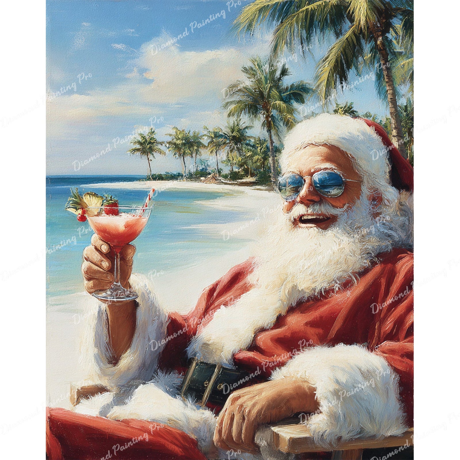 Santa's Summer Vacation Diamond Art Design - Full Drill with 5d Square or Round Diamonds / AB Drills Available
