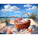 Seashell Basket Diamond Art Design - Full Drill with 5d Square or Round Diamonds / AB Drills Available