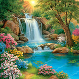 Secret Waterfall Garden Diamond Art Design - Full Drill with 5d Square or Round Diamonds / AB Drills Available