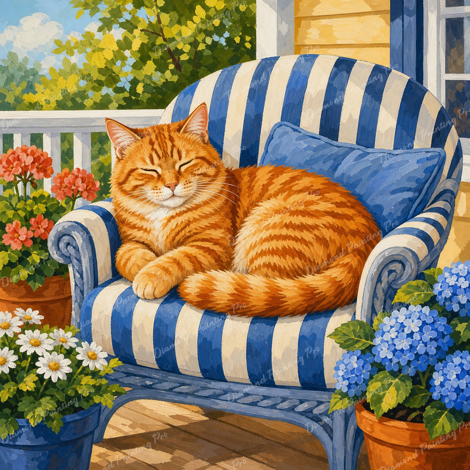 Sleepy Orange Cat Diamond Art Design - Full Drill with 5d Square or Round Diamonds / AB Drills Available