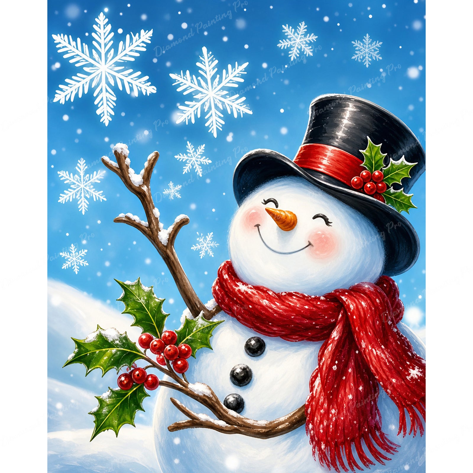 Smiling Snowman Diamond Art Design - Full Drill with 5d Square or Round Diamonds / AB Drills Available