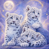 Snow Leopard Cubs Diamond Art Design - Full Drill with 5d Square or Round Diamonds / AB Drills Available