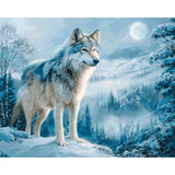 Snowy Winter Wolf Diamond Art Design - Full Drill with 5d Square or Round Diamonds / AB Drills Available
