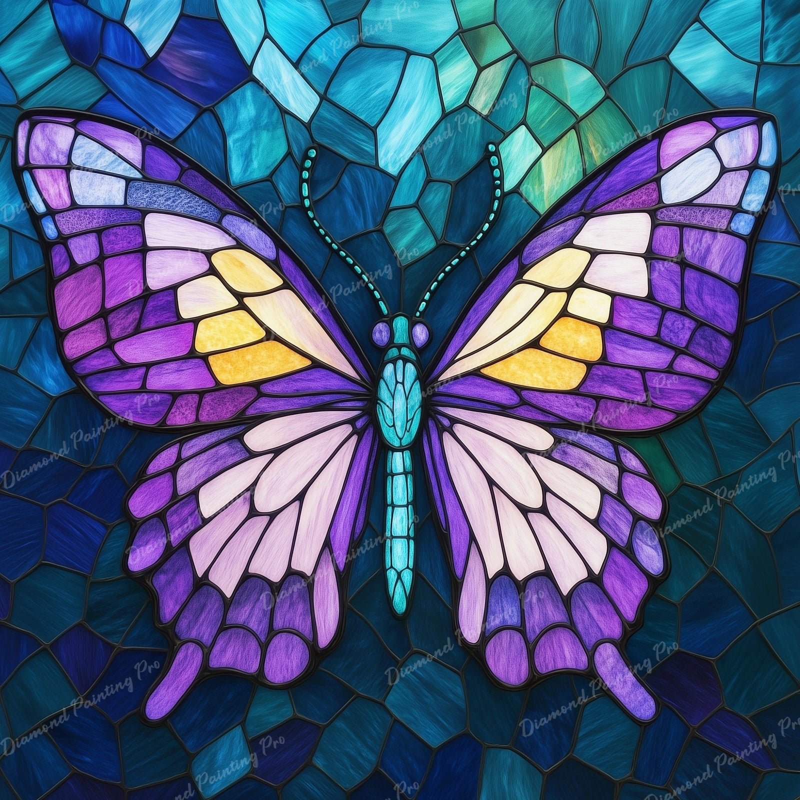Stained Glass Butterfly Diamond Art Design - Full Drill with 5d Square or Round Diamonds / AB Drills Available
