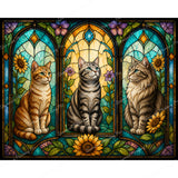 Stained-Glass Cats Diamond Art Design - Full Drill with 5d Square or Round Diamonds / AB Drills Available