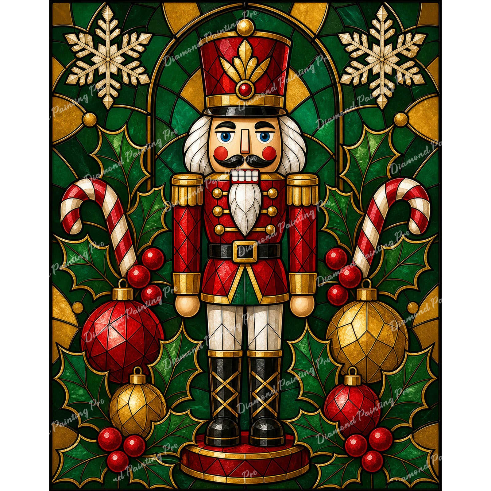 Stained-Glass Nutcracker Diamond Art Design - Full Drill with 5d Square or Round Diamonds / AB Drills Available