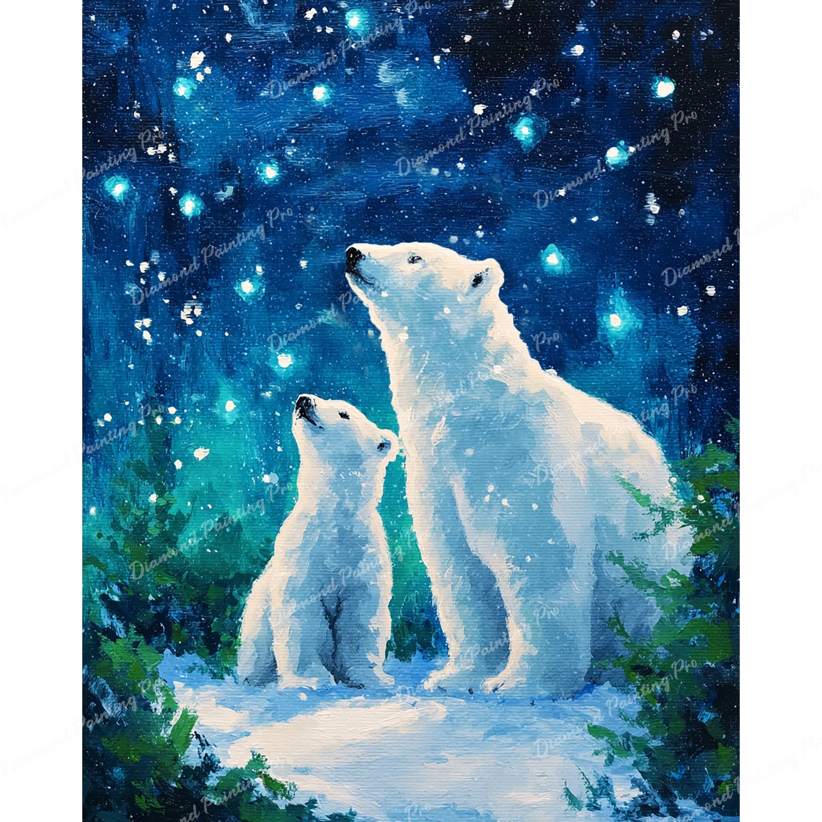 Starry Night Polar Diamond Art Design - Full Drill with 5d Square or Round Diamonds / AB Drills Available